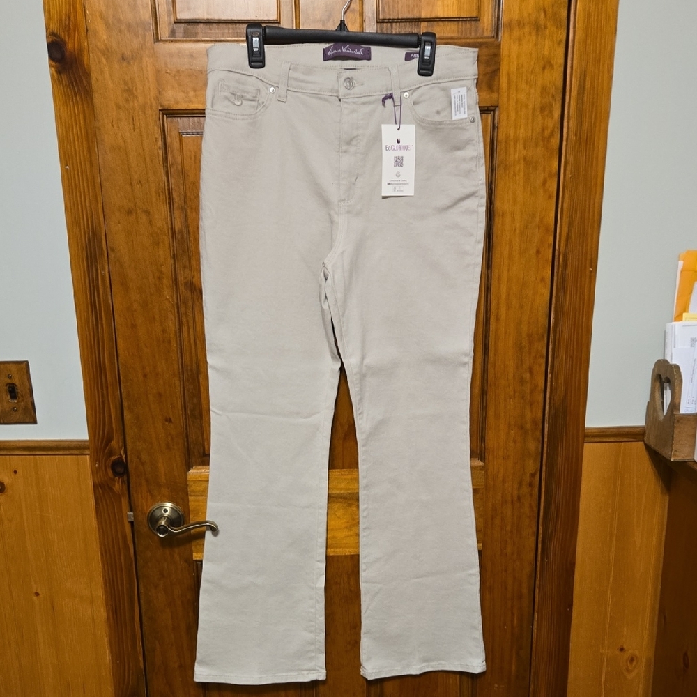 Beige Straight-Leg Pants with Tags